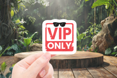 vip only tag red sticker