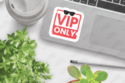 Alternative view of vip only tag red sticker